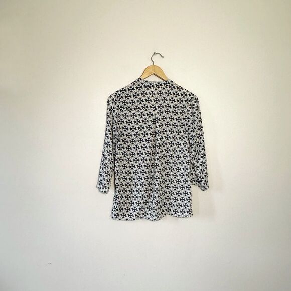 SALE! Cream Mi Ami Diamond Patterned Blouse Size S VGUC - Picture 3 of 7